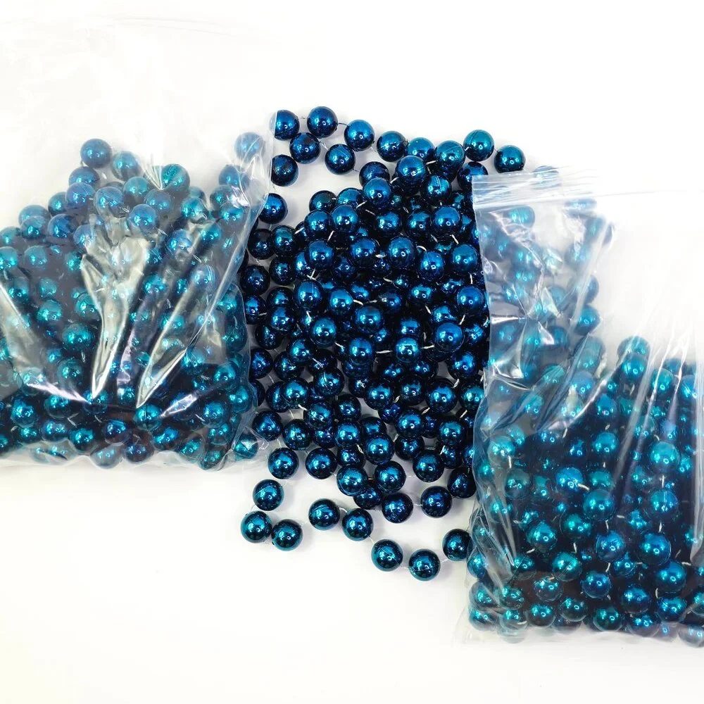 Vintage Holiday Blue Plastic Beaded Garland Set
